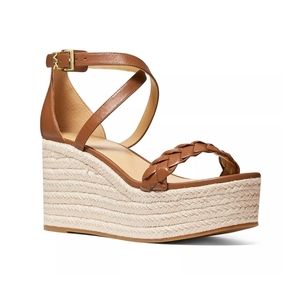NEW Serena Wedge Espadrille Plarform Sandals, Size 6.5, Color Tan/Brown